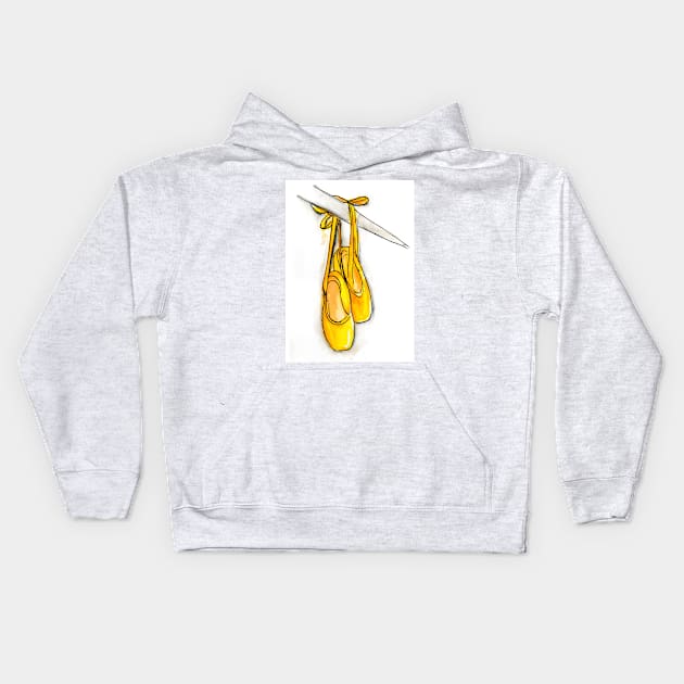 Yellow Pointe shoe Kids Hoodie by Svetlana Pelin